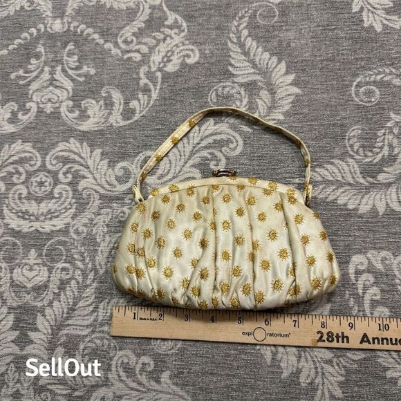 Vintage Garay Cream Floral Embroidered Evening Clutch Handbag for Women OS - Picture 6 of 9